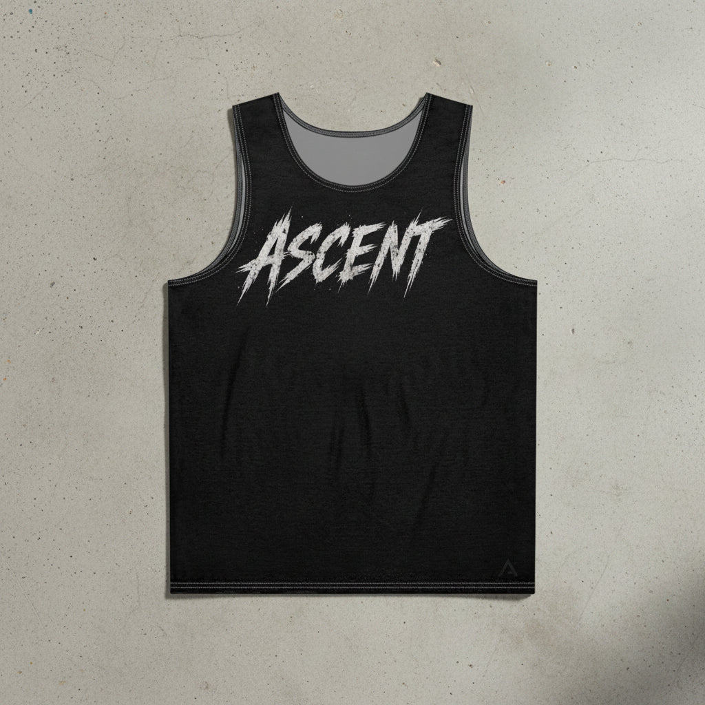 TANK TOP NO MOTIVATION. DISCIPLINE PAIN BUILDS ME. COMFORT KILLS. DE ASCENT EST.2026 de face